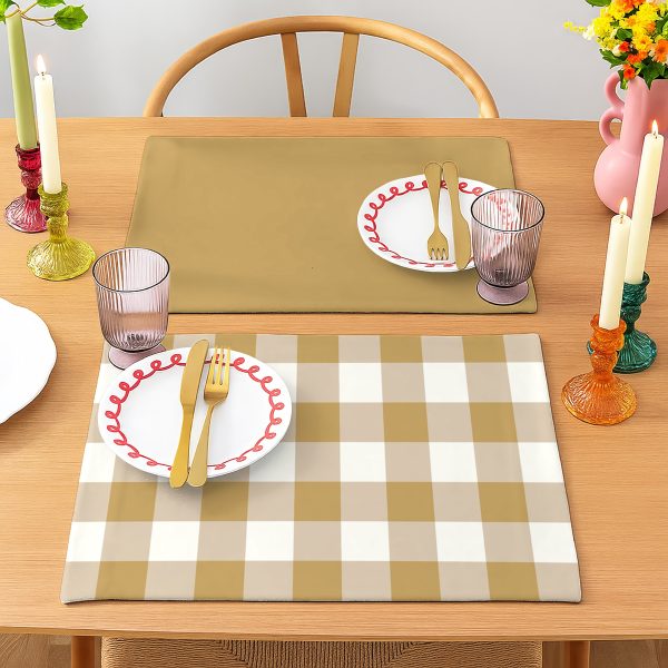 3_58f876a1-f192-4be9-b0e4-1eb1a433637c.jpg SPRING GALLERY SAND BROWN BIG CHECK REVERSIBLE PLACEMATS