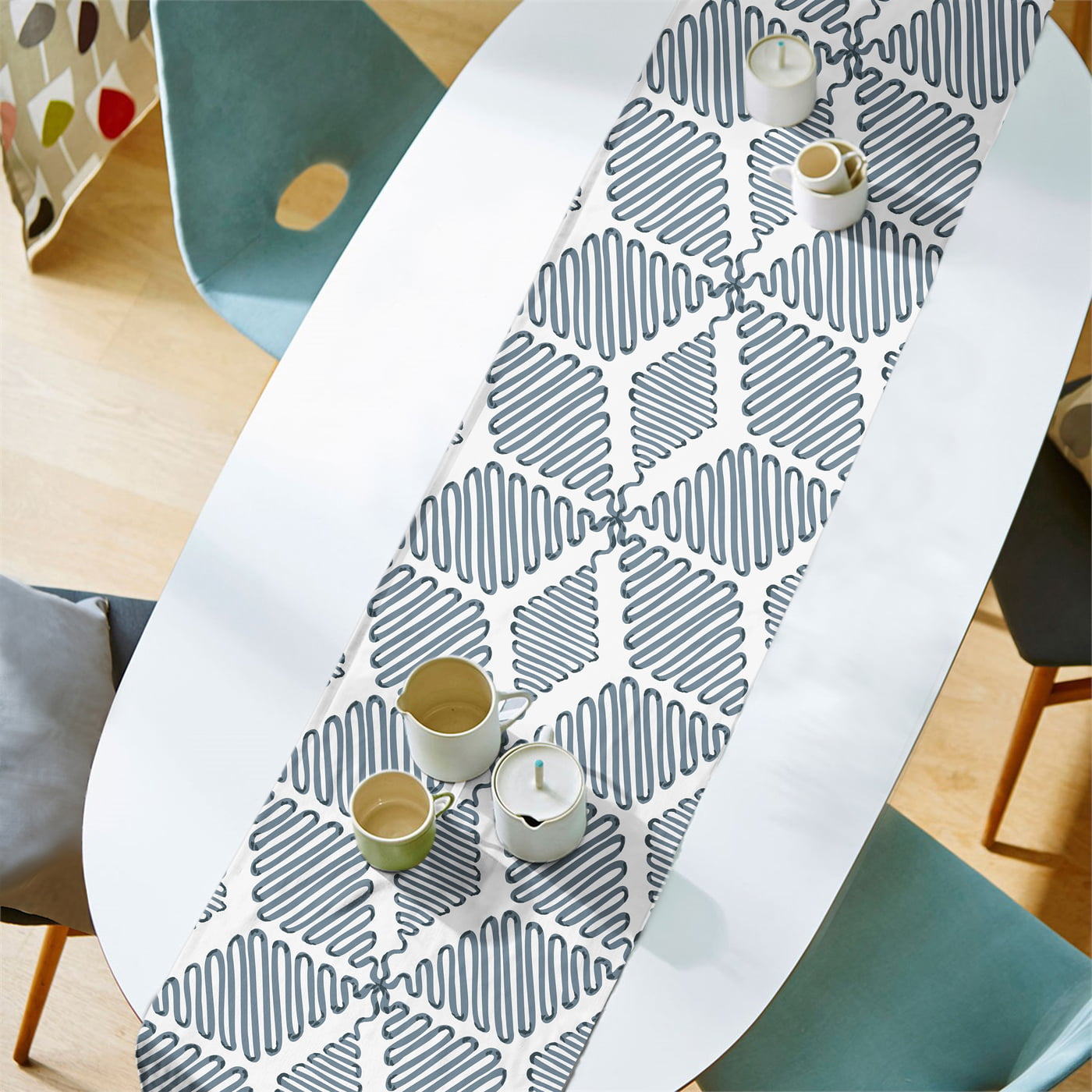 TABLE RUNNER WHAM BLUE MATTY DIGITAL PRINTED