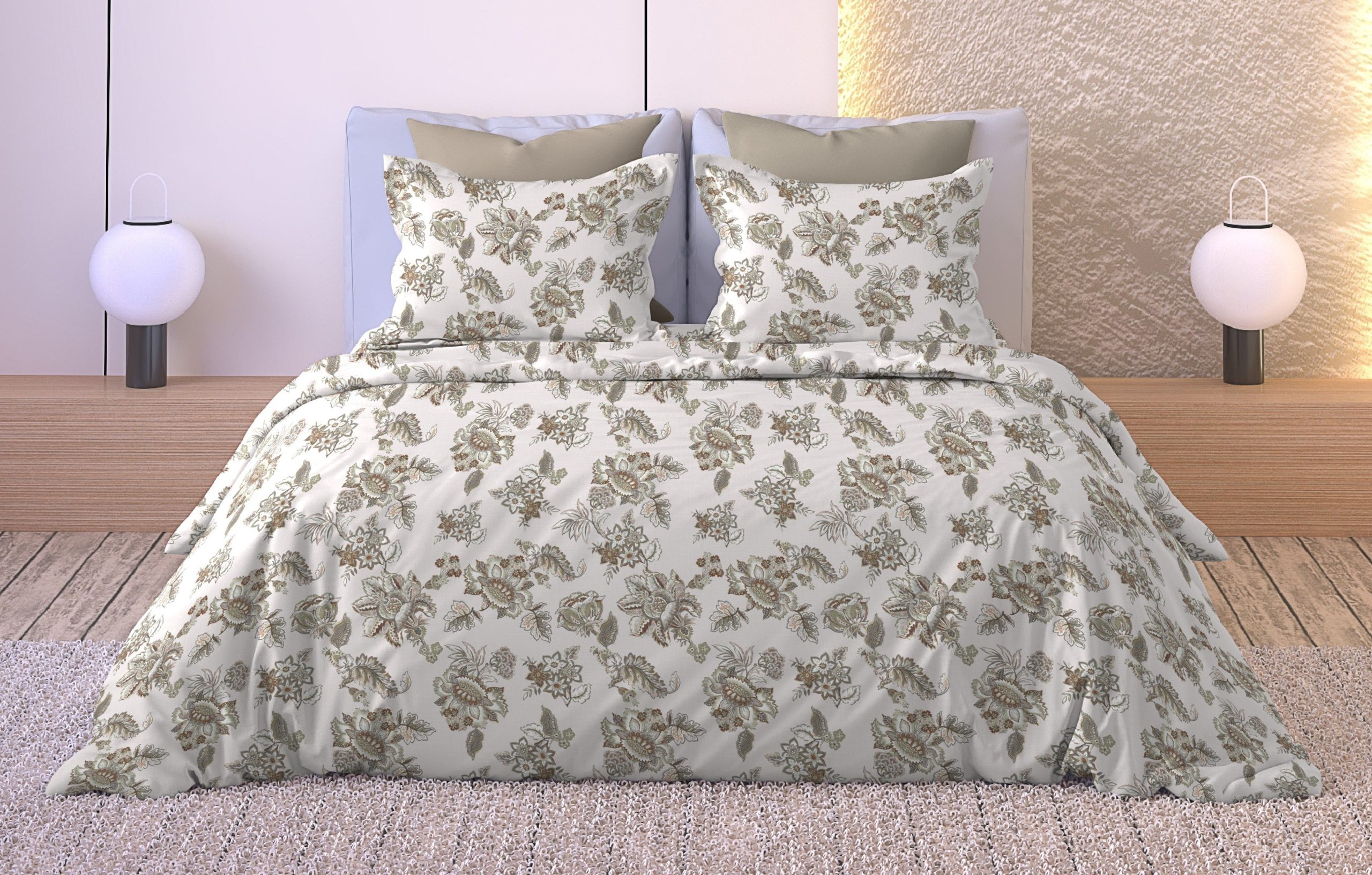 ANZIO COFFEE BEDSHEET WITH PILLOWCOVER