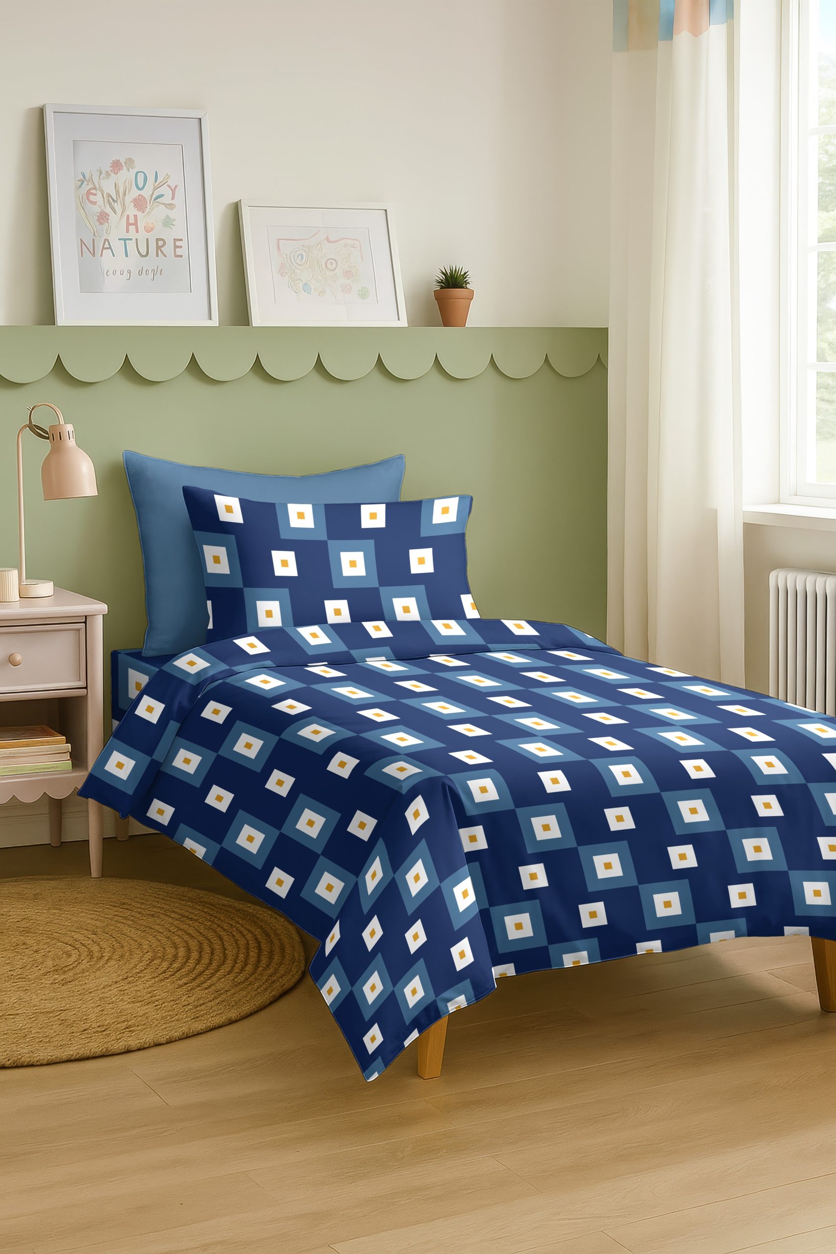 VENICE BLUE BEDSHEET WITH PILLOWCOVER