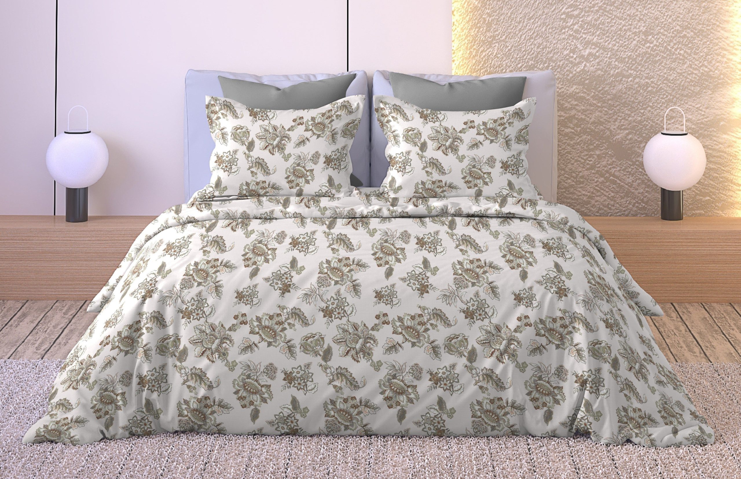 ANZIO GREY BEDSHEET WITH PILLOWCOVER
