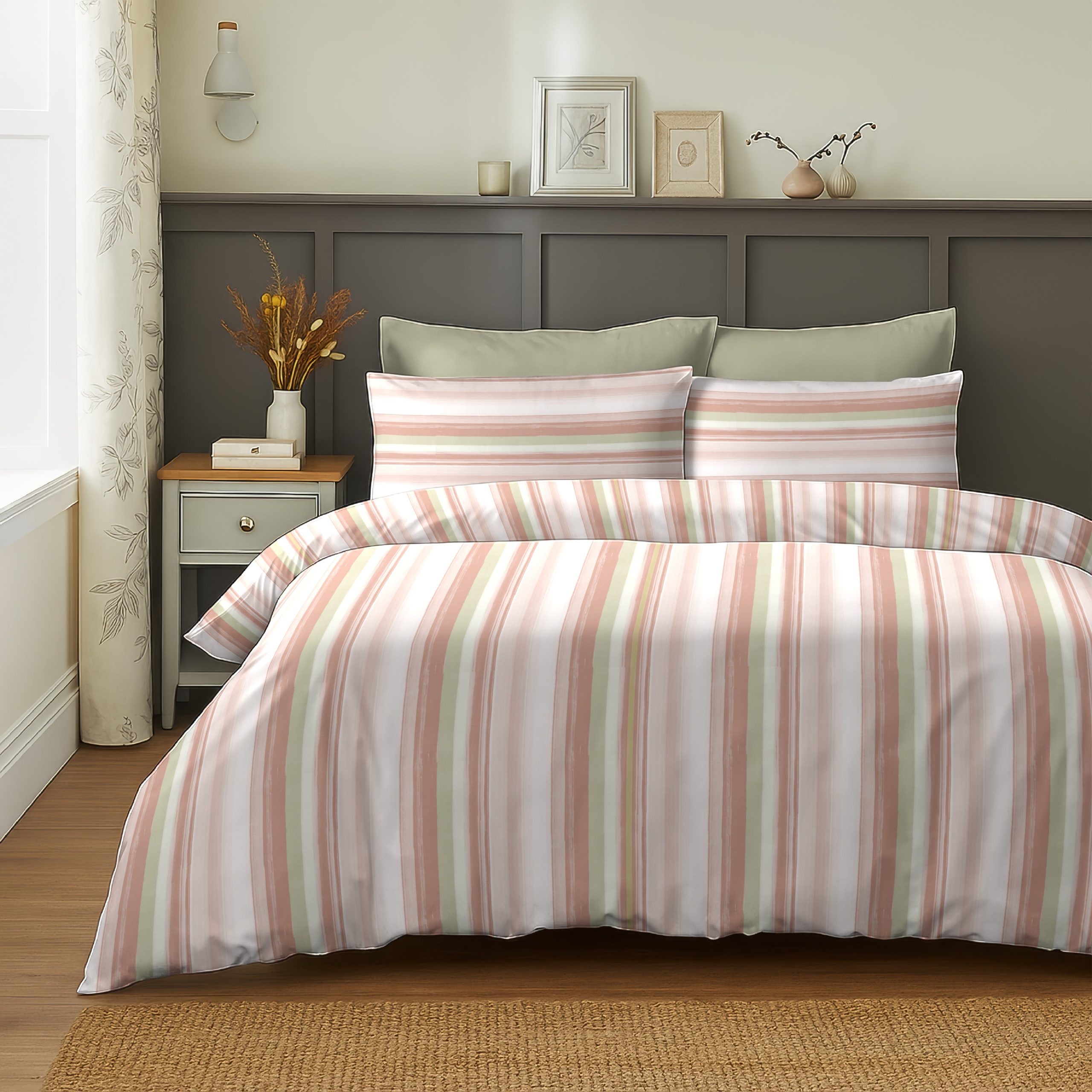 A_cafa40cf-bebf-453d-98c6-316fb78d732f.jpg ALVIN STRIPES PINK BEDSHEET WITH PILLOWCOVER