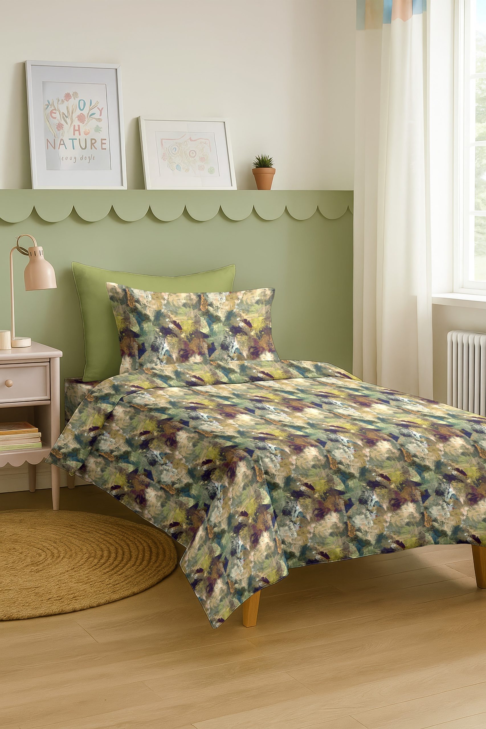 MONACO GREEN BEDSHEET WITH PILLOWCOVER