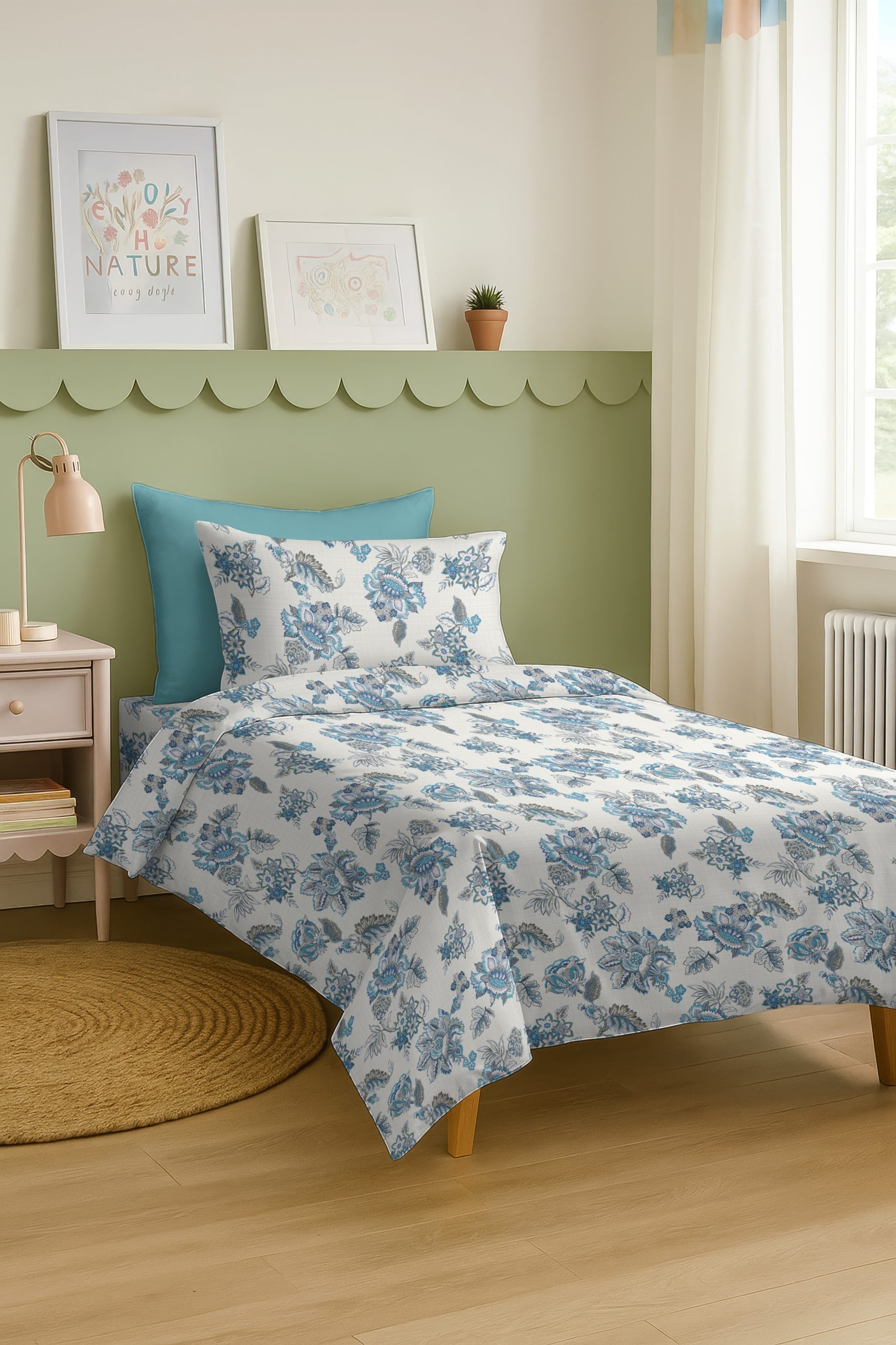 ANZIO BLUE BEDSHEET WITH PILLOWCOVER