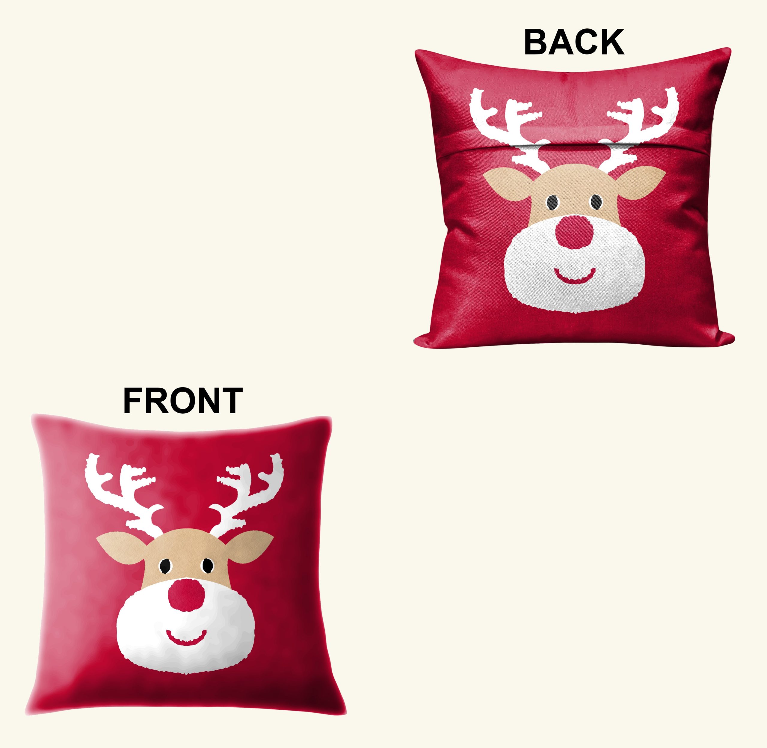 CHRISTMAS RUDOLPH REINDEER CUSHION COVER (Pack of 2)