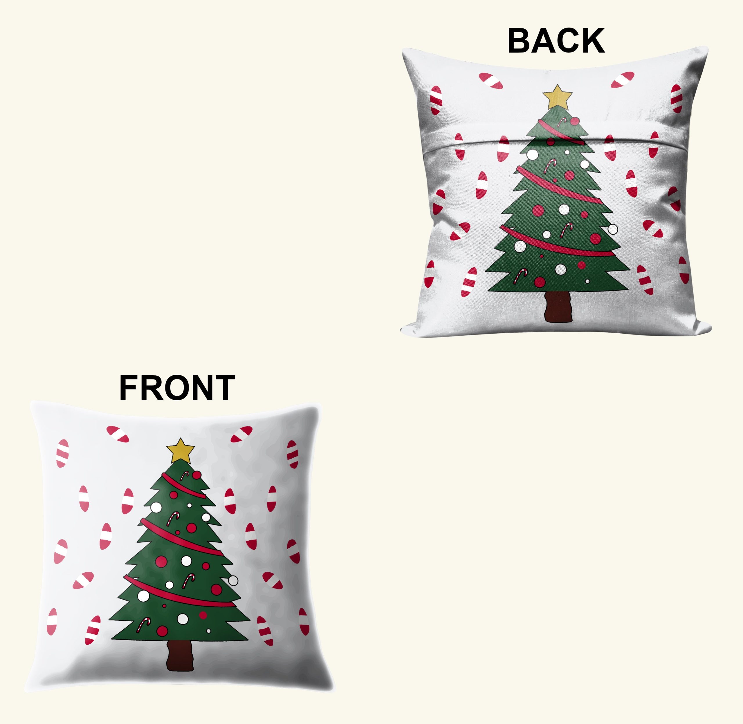 CHRISTMAS TREE & CANDY CANE CUSHION COVER (Pack of 2)