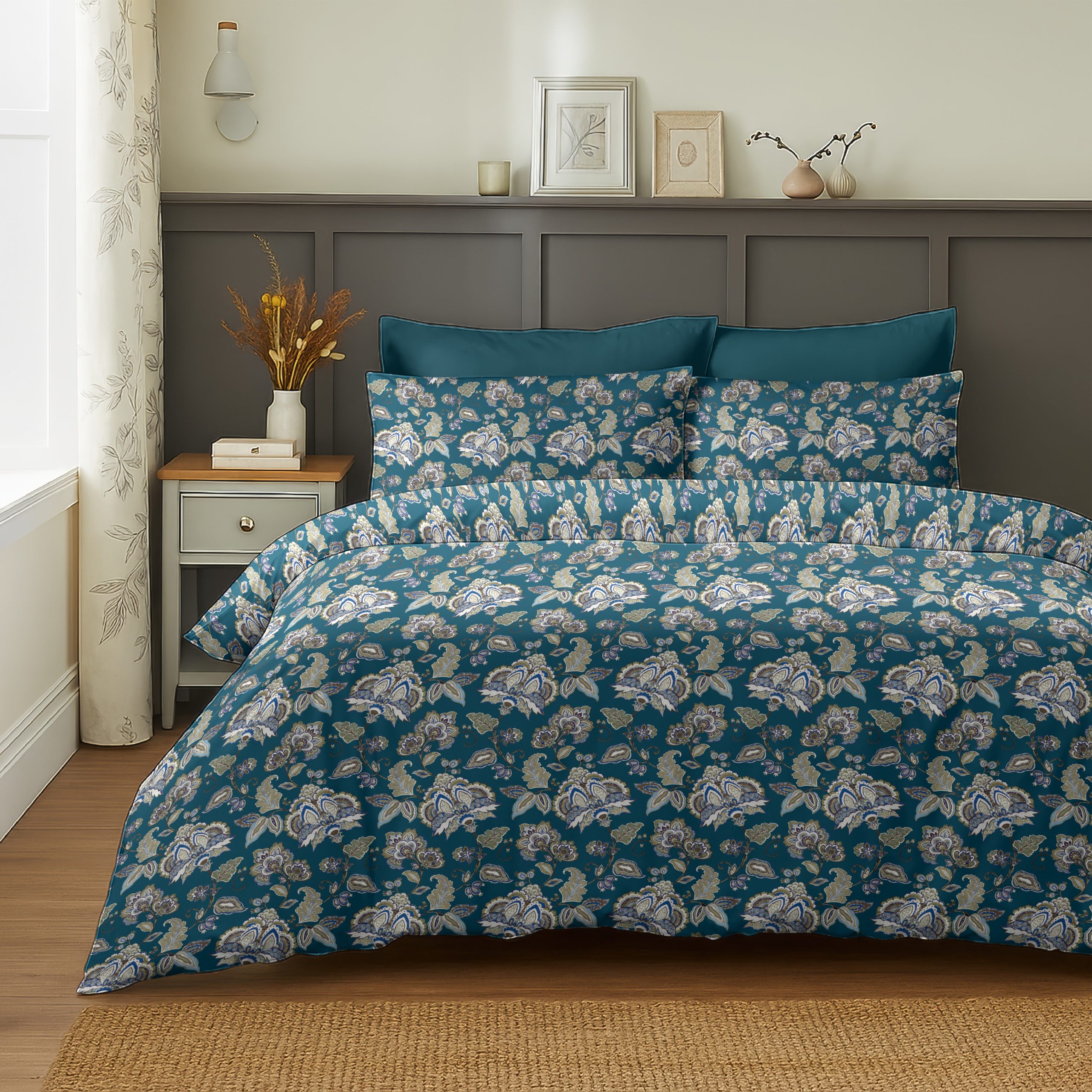 PARIS BLUE BEDSHEET WITH PILLOWCOVER