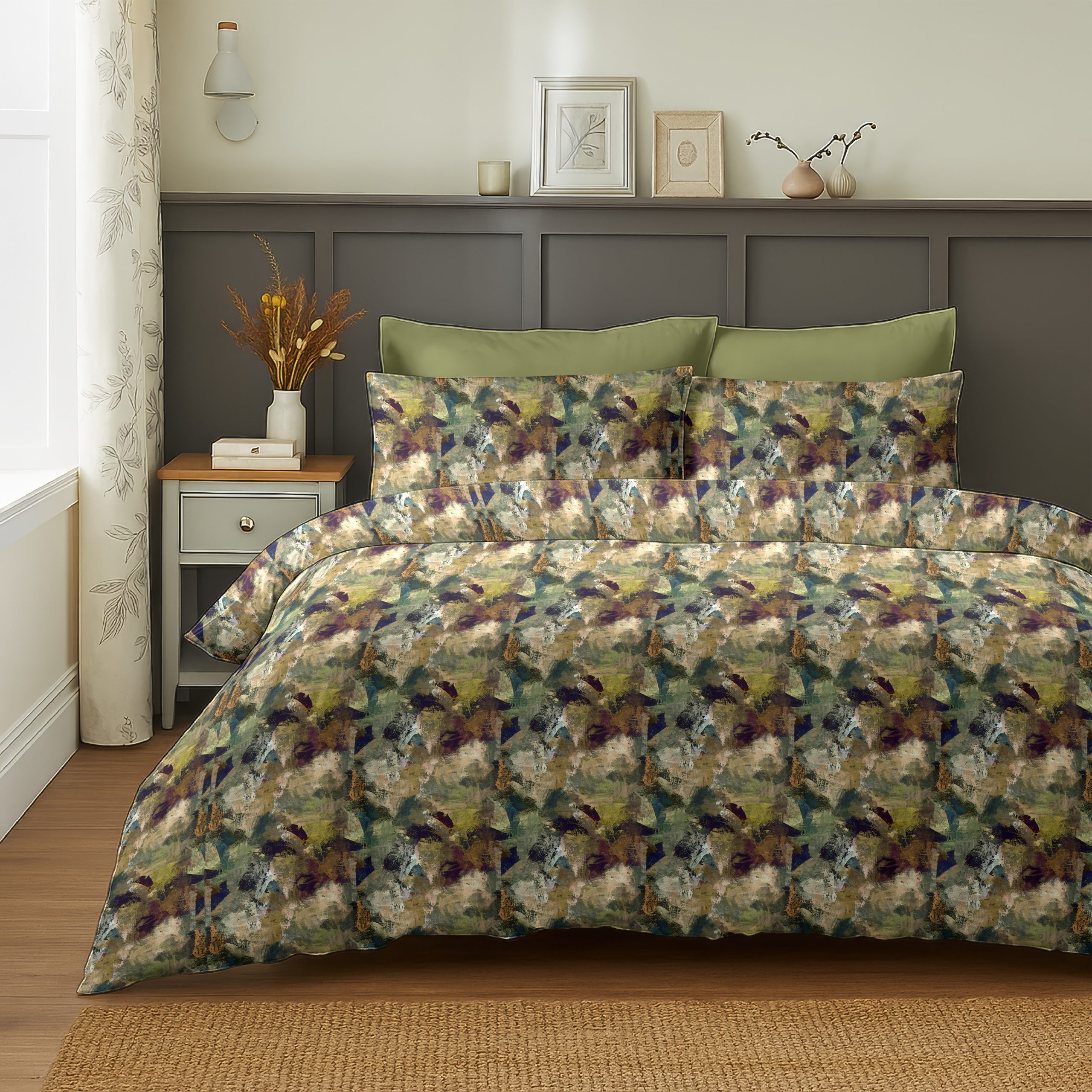 MONACO GREEN BEDSHEET WITH PILLOWCOVER