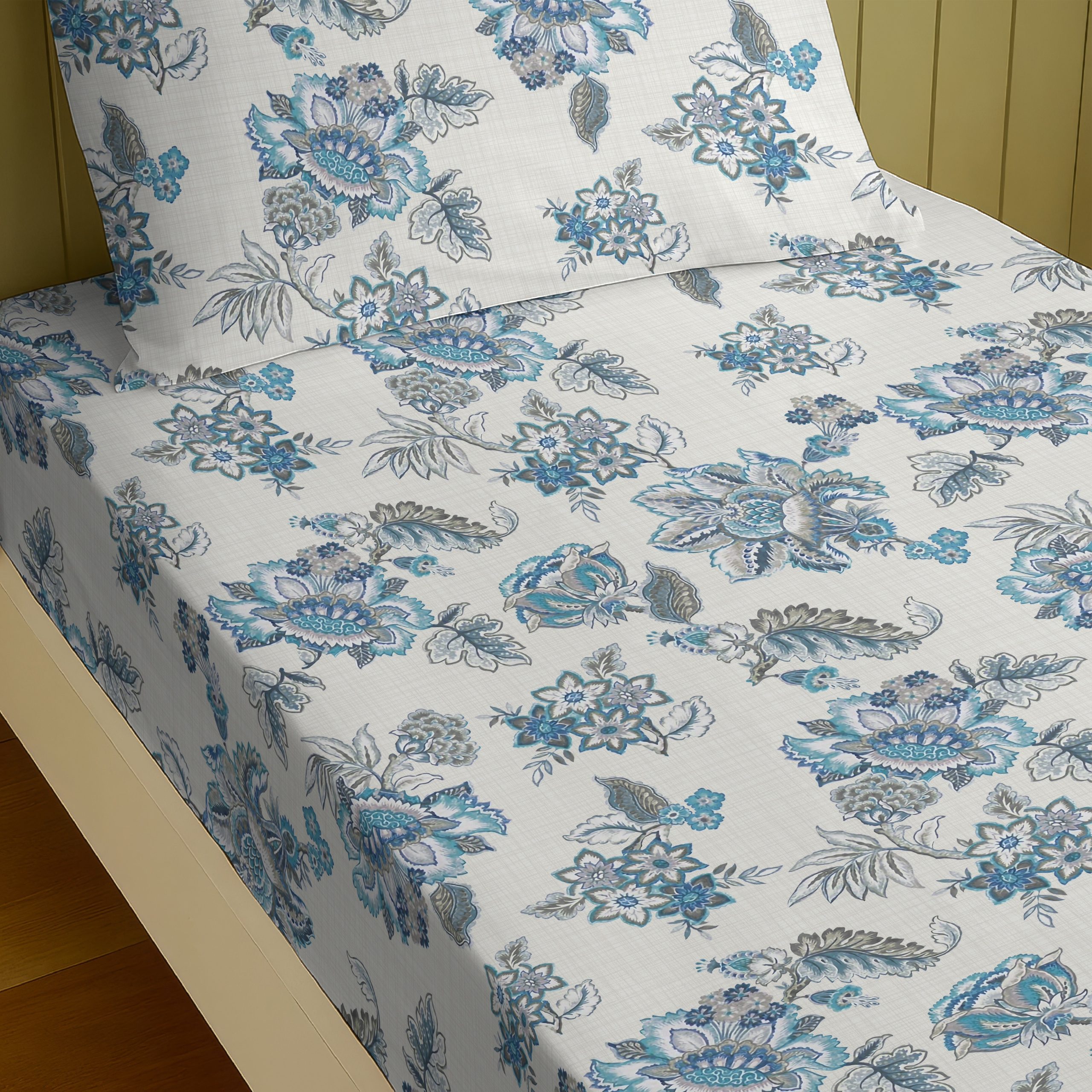 ANZIO BLUE BEDSHEET WITH PILLOWCOVER