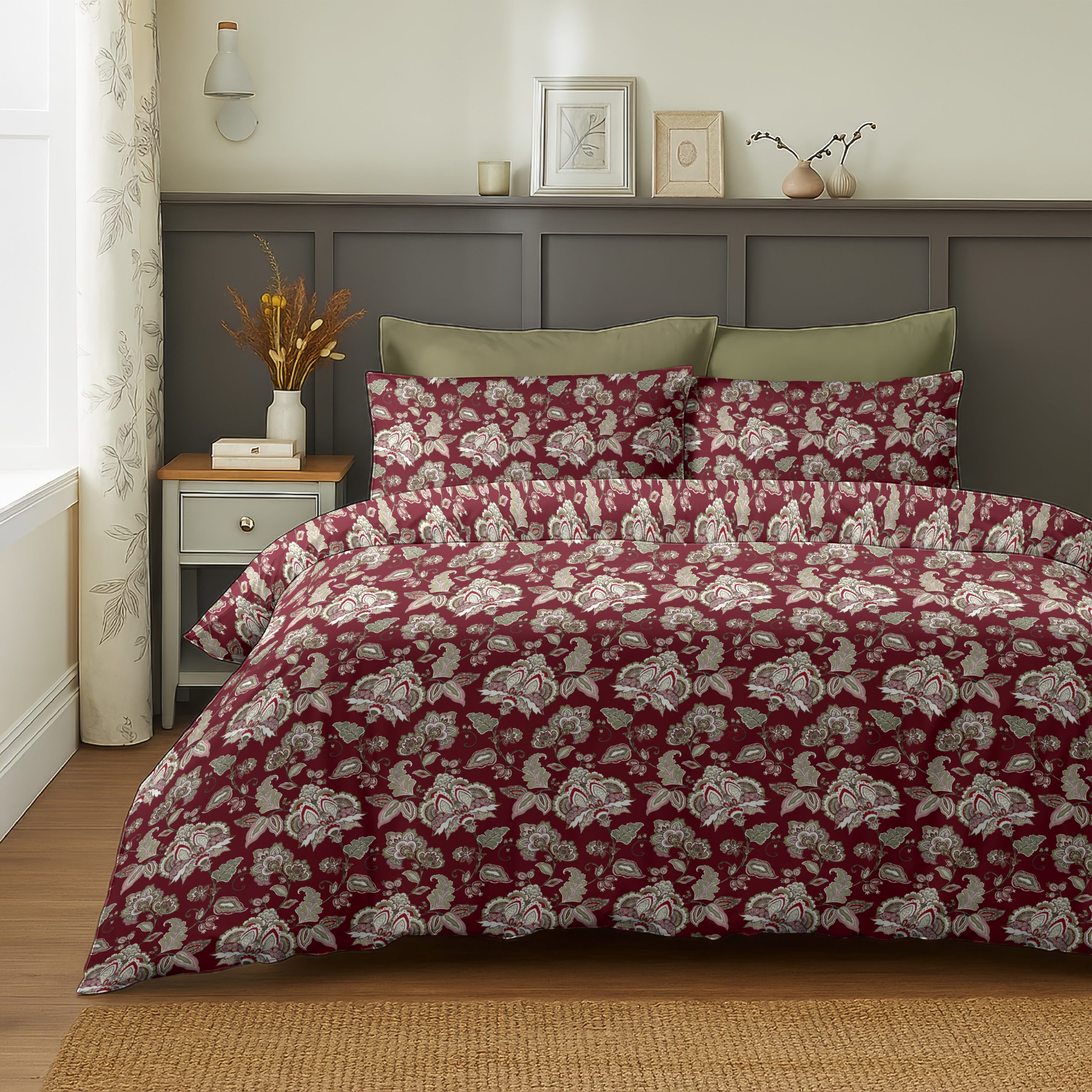 PARIS MAROON BEDSHEET WITH PILLOWCOVER