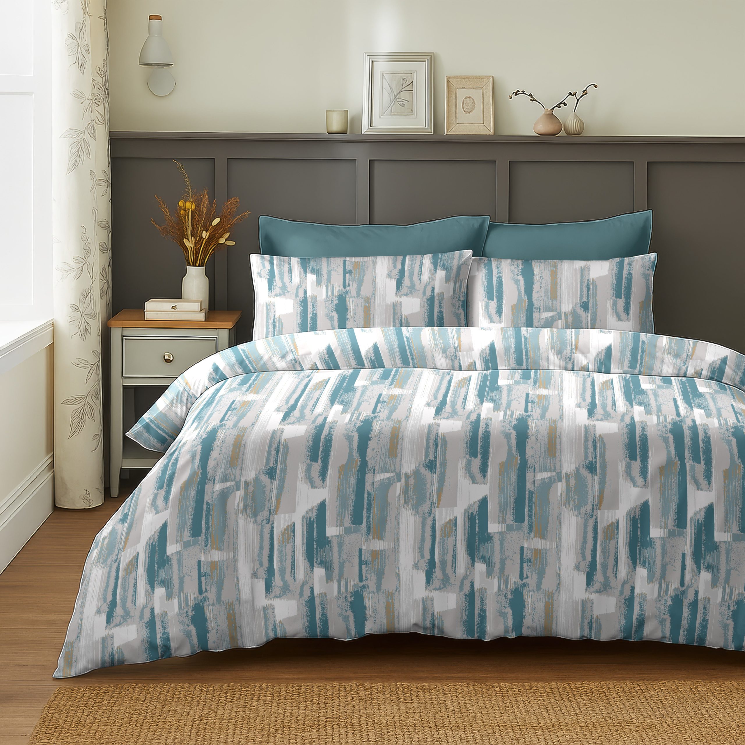 D_af48b4de-21e1-424f-a44e-2f3b22e4a570.jpg ROME BLUE HEART BEDSHEET WITH PILLOWCOVER