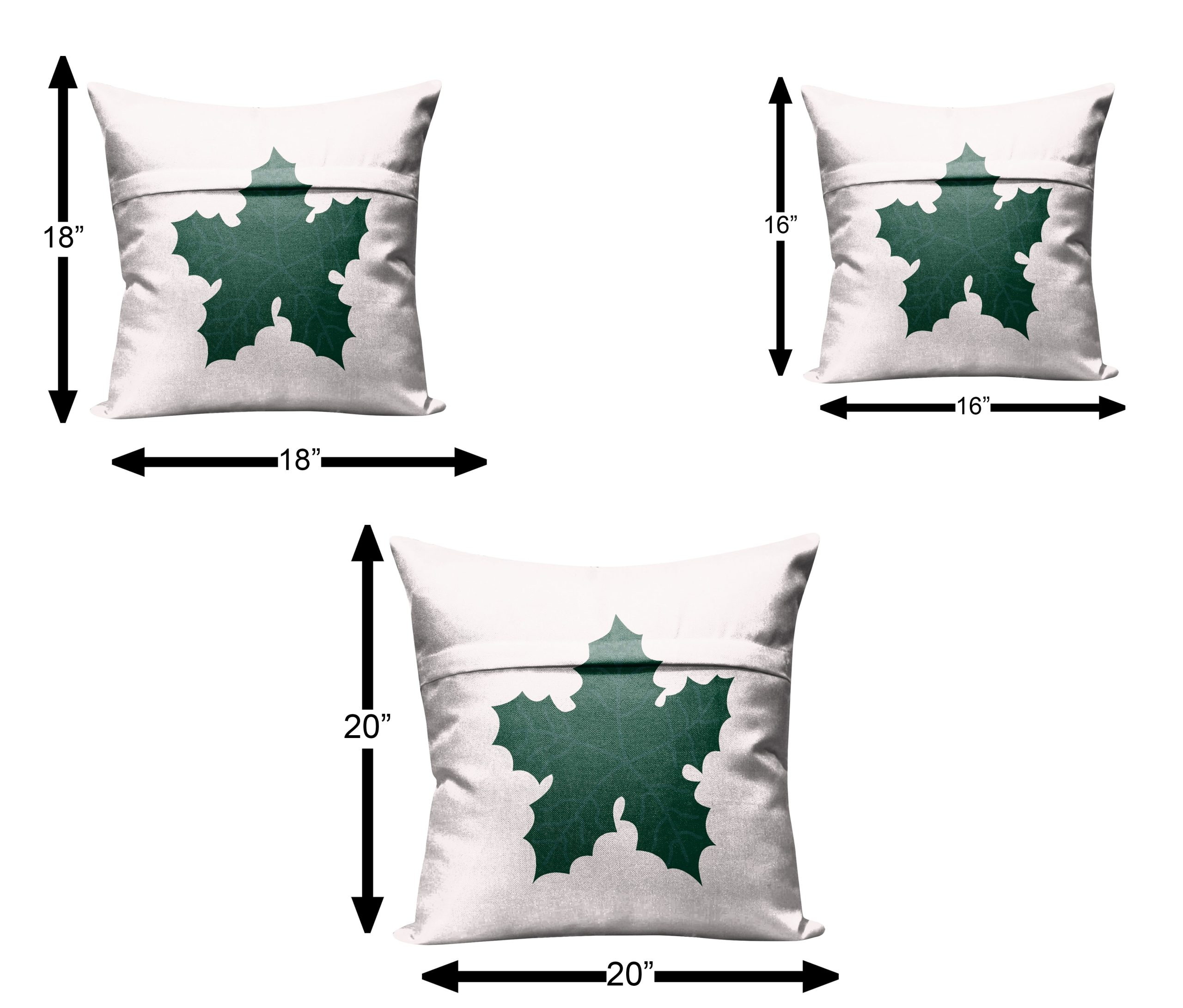 CHRISTMAS GREEN HOLLY LEAF MINIMAL CUSHION COVER (Pack of 2)