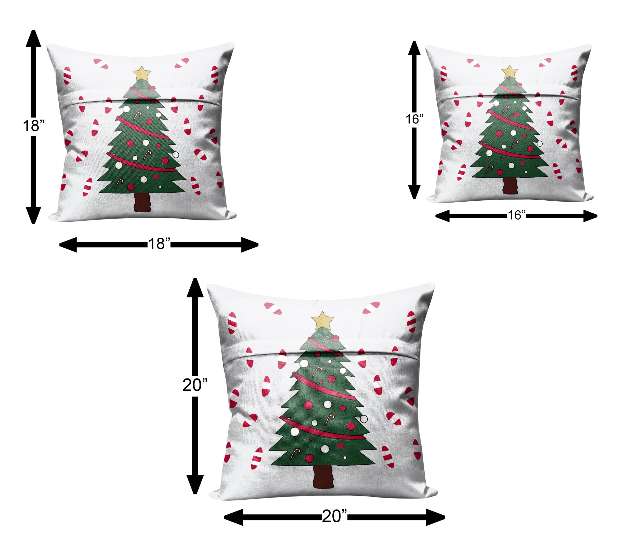 CHRISTMAS TREE & CANDY CANE CUSHION COVER (Pack of 2)