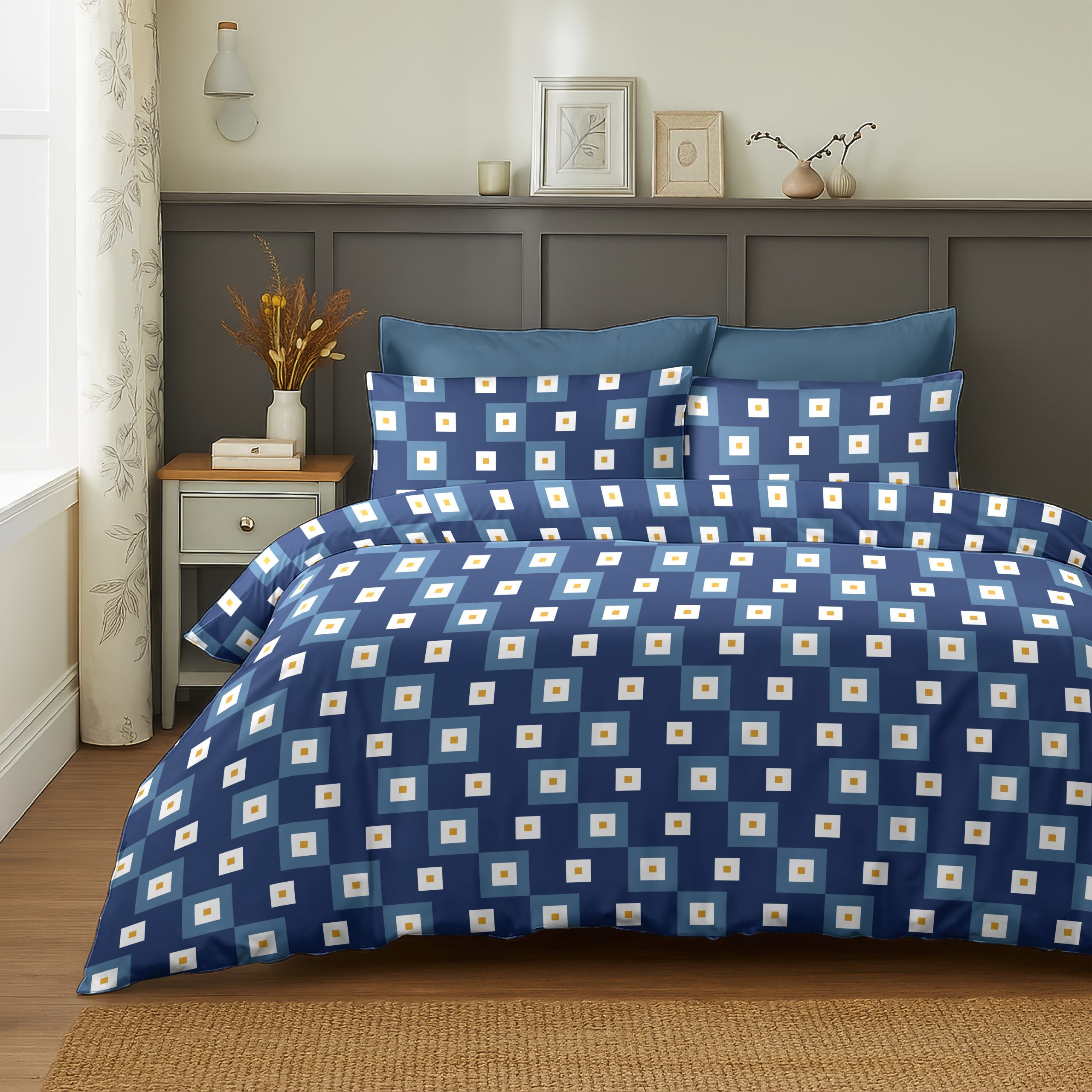VENICE BLUE BEDSHEET WITH PILLOWCOVER