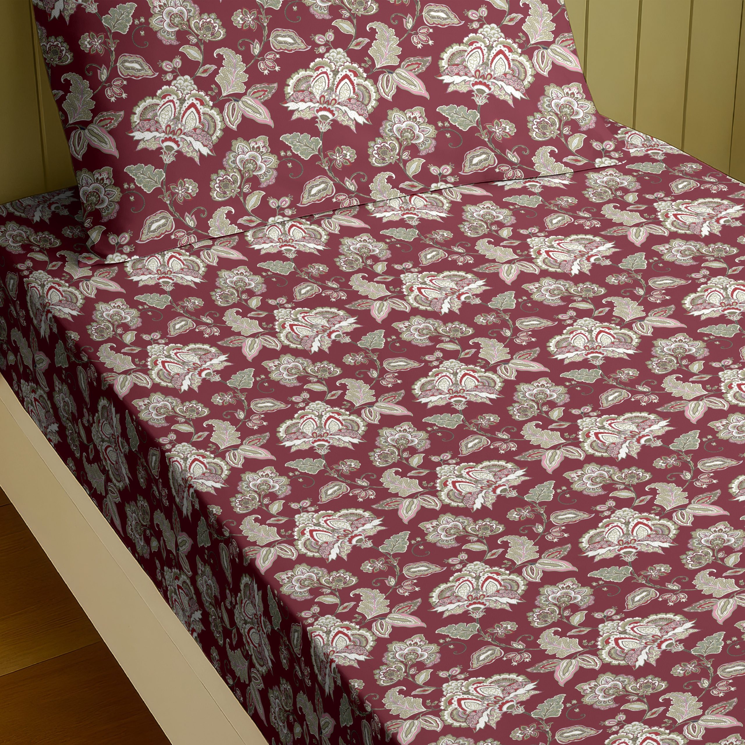 PARIS MAROON BEDSHEET WITH PILLOWCOVER