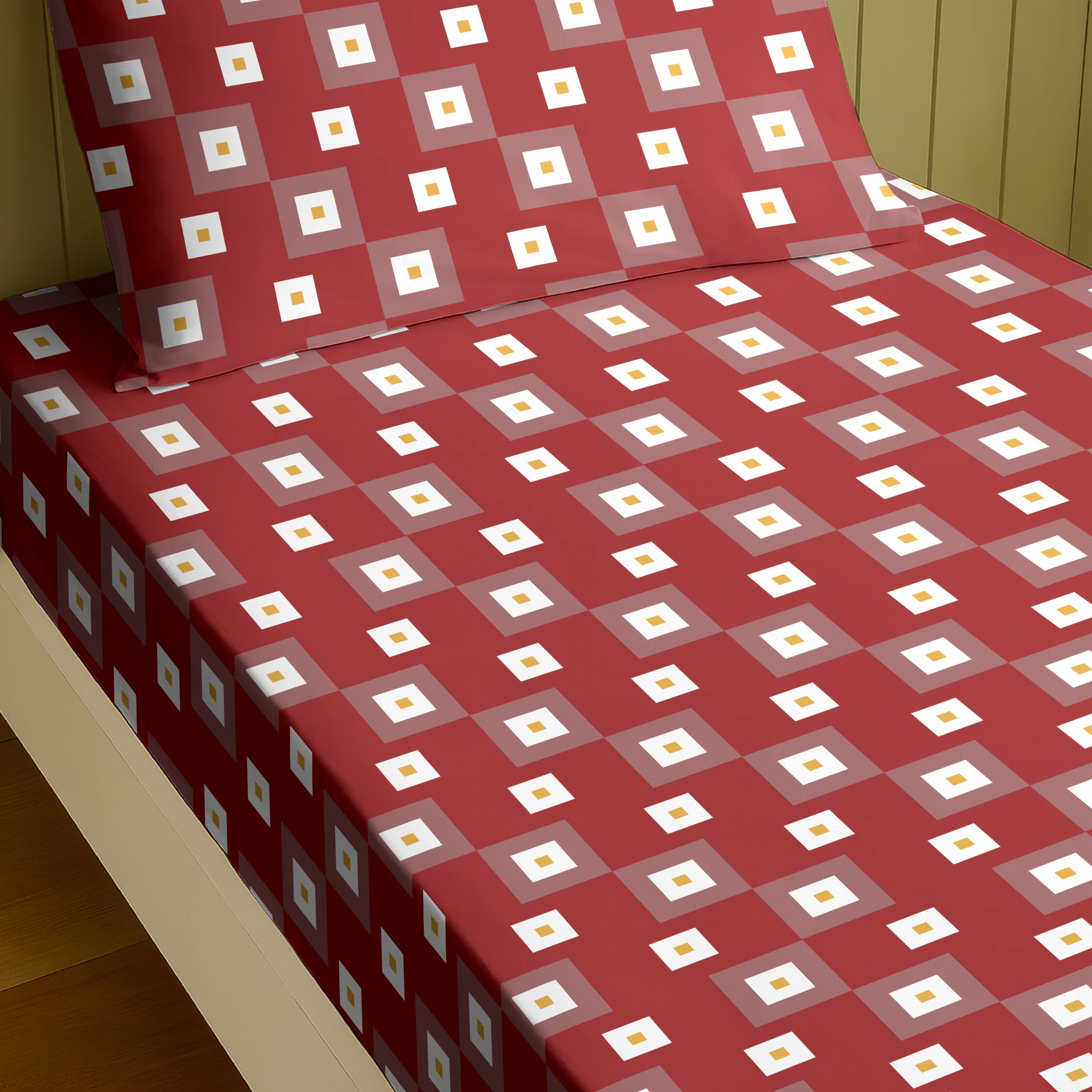 VENICE RED BEDSHEET WITH PILLOWCOVER