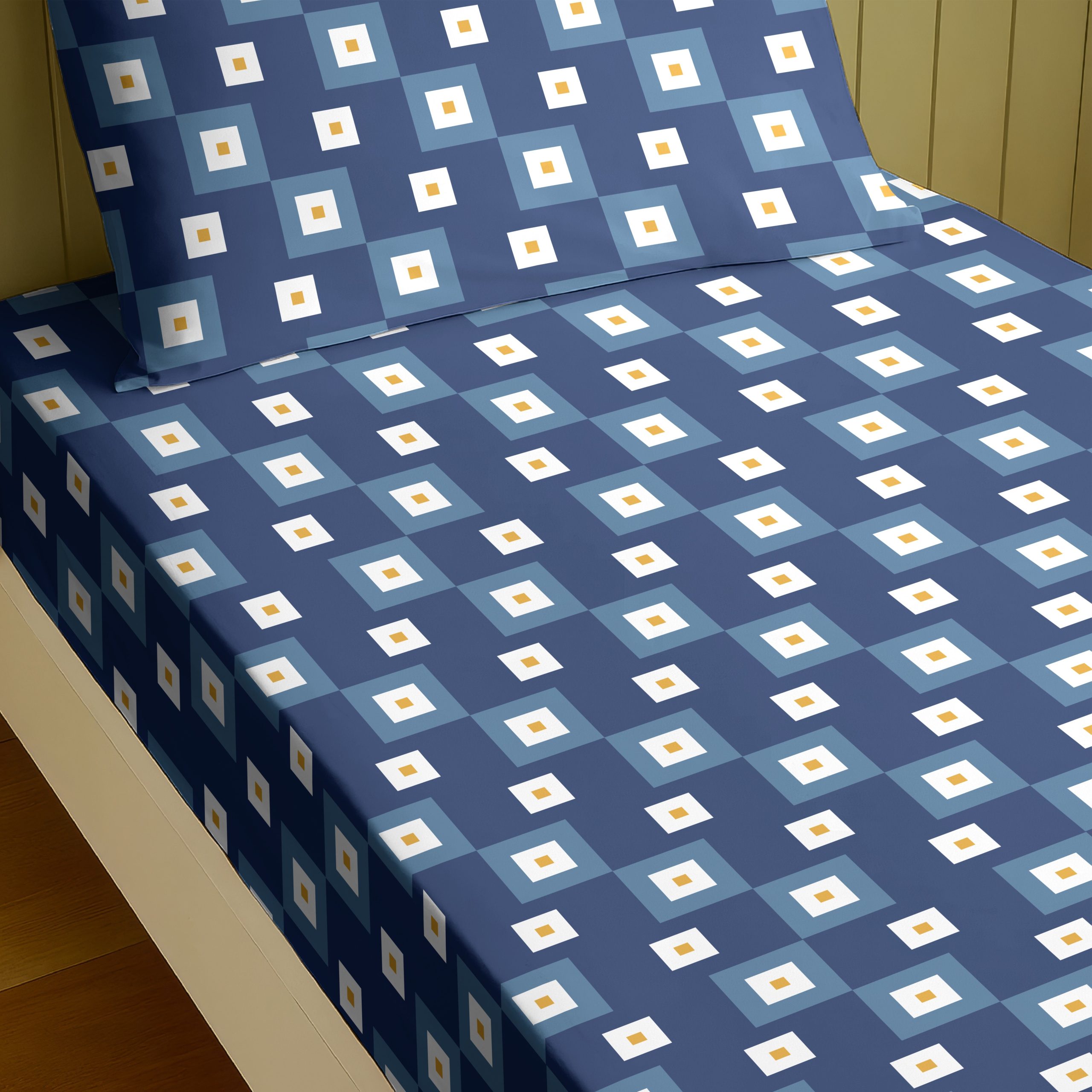 VENICE BLUE BEDSHEET WITH PILLOWCOVER