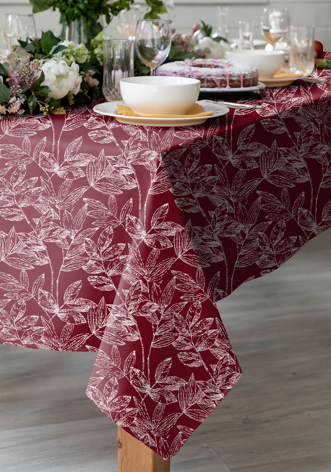 Meadow Maroon Table Cloth