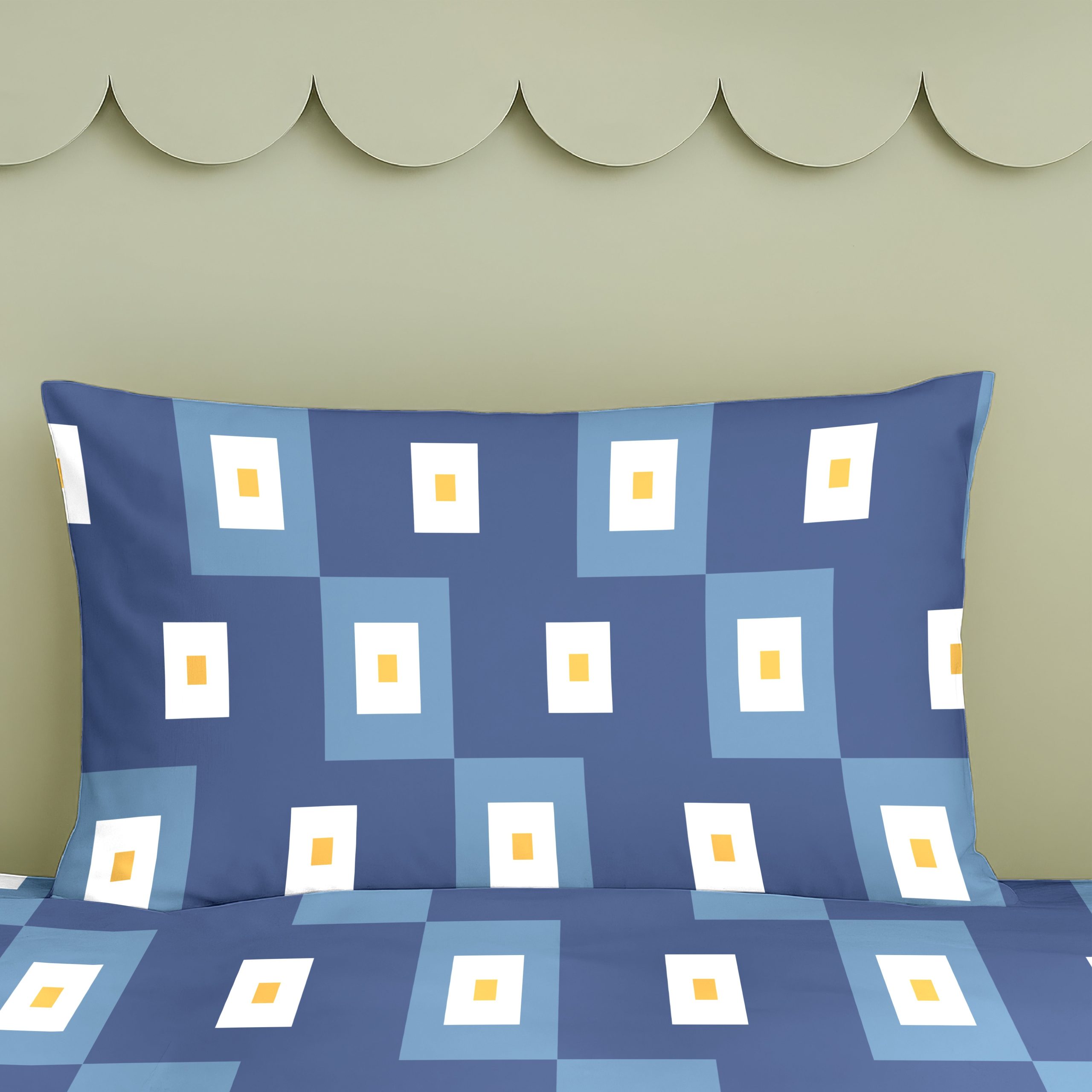 VENICE BLUE BEDSHEET WITH PILLOWCOVER